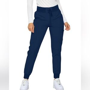 NWT Monarch Uniform Womens Jogger Scrubs Ribbed Navy Blue Scrub Pants for Women